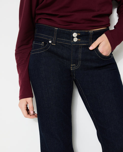 Jean flare taille basse avec 2 boutons - PIMKIE - 3