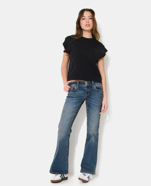 Jean flare taille basse avec 2 boutons - PIMKIE - 1