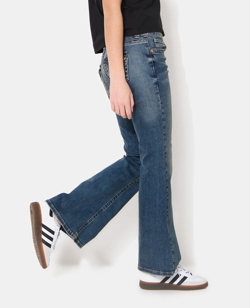 Jean flare taille basse avec 2 boutons - PIMKIE - 2