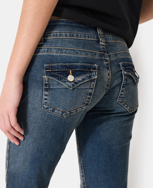 Jean flare taille basse avec 2 boutons - PIMKIE - 3