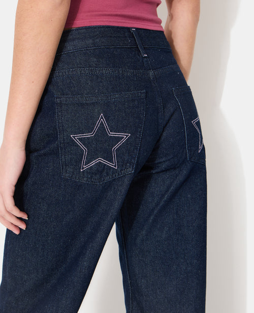 Jean straight avec étoiles brodées - PIMKIE - 1