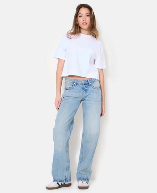 Jean straight effet froissé avec étoiles pailletées - PIMKIE - 1