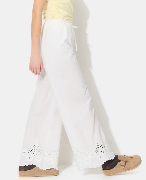 Pantalon droit avec broderie anglaise ajourée - PIMKIE - 2