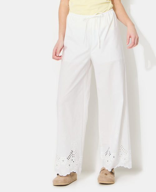 Pantalon droit avec broderie anglaise ajourée - PIMKIE - 5