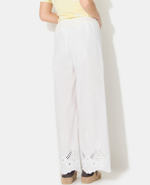 Pantalon droit avec broderie anglaise ajourée - PIMKIE - 6