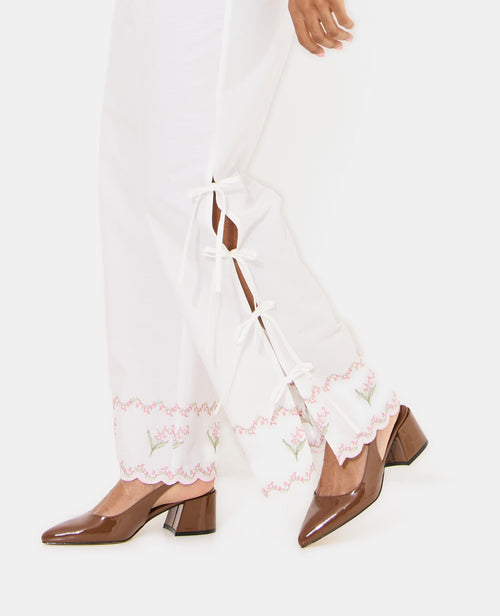 Pantalon avec fleurs points de croix et nouettes - PIMKIE - 7