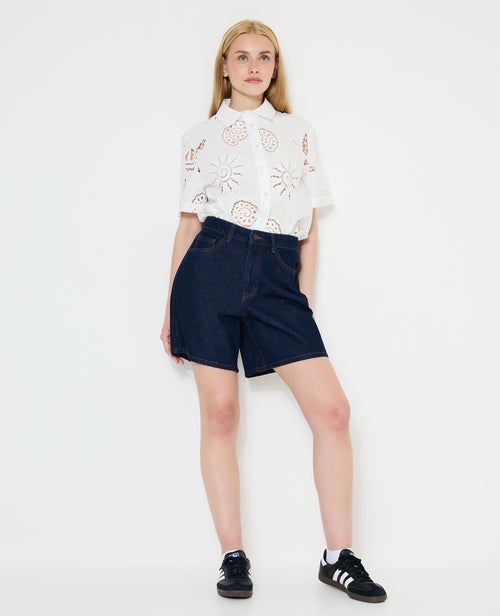 Bermuda large en jean taille haute - PIMKIE - 1