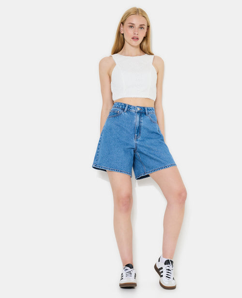 Bermuda large en jean taille haute - PIMKIE - 1