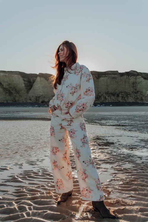 Jean barrel taille medium avec motif fleurs - PIMKIE - 1