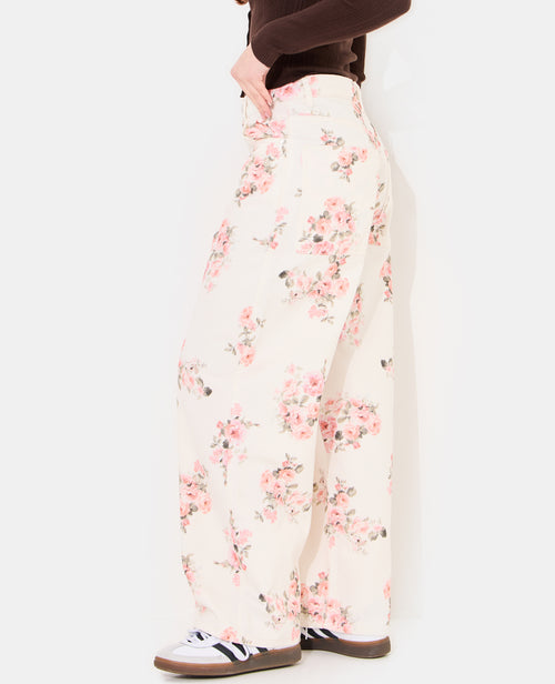 Jean barrel taille medium avec motif fleurs - PIMKIE - 2