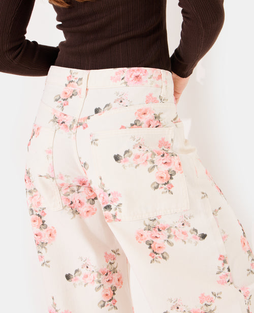 Jean barrel taille medium avec motif fleurs - PIMKIE - 7