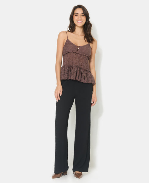 Pantalon droit en tissu bubble reliefé - PIMKIE - 1