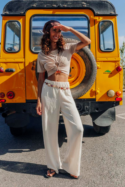 Pantalon droit en tissu bubble reliefé - PIMKIE - 1