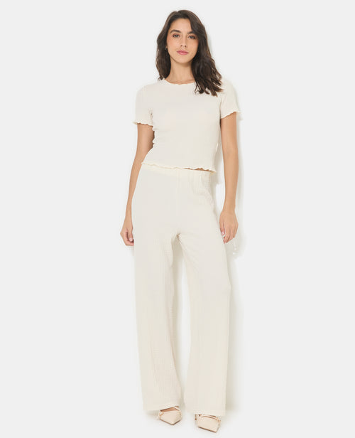 Pantalon droit en tissu bubble reliefé - PIMKIE - 1