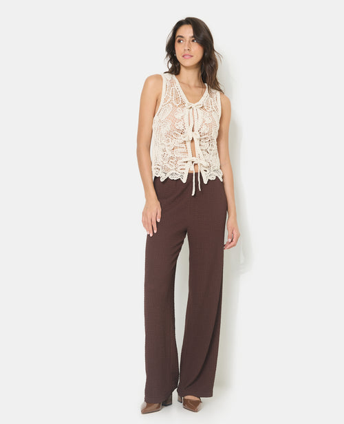 Pantalon droit en tissu bubble reliefé - PIMKIE - 1