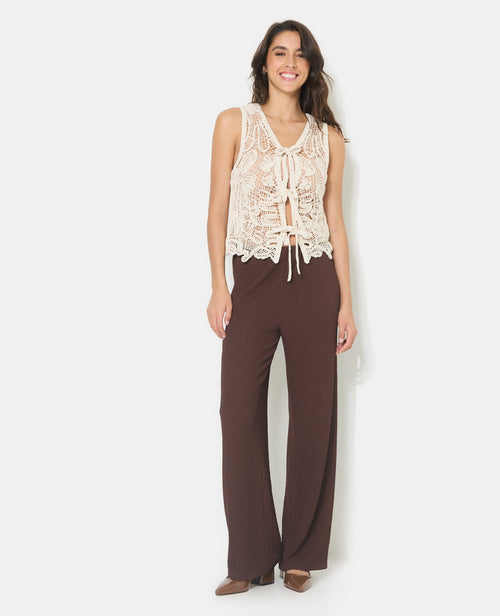 Pantalon droit en tissu bubble reliefé - PIMKIE - 7