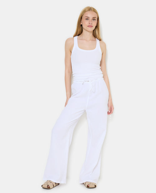 Pantalon en gaze de coton taille élastiquée - PIMKIE - 1