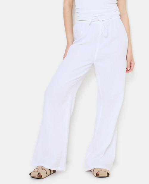 Pantalon en gaze de coton taille élastiquée - PIMKIE - 3