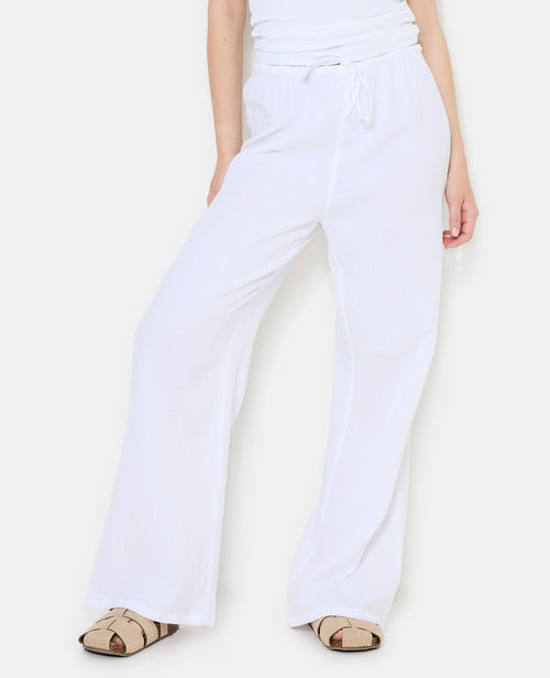 Pantalon en gaze de coton taille élastiquée - PIMKIE - 5