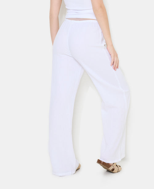 Pantalon en gaze de coton taille élastiquée - PIMKIE - 6