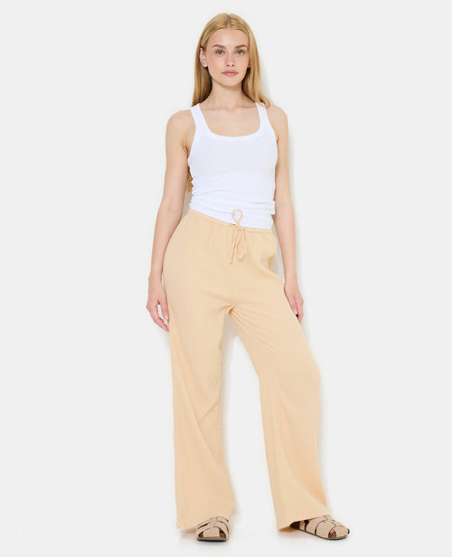 Pantalon en gaze de coton taille élastiquée - PIMKIE - 1