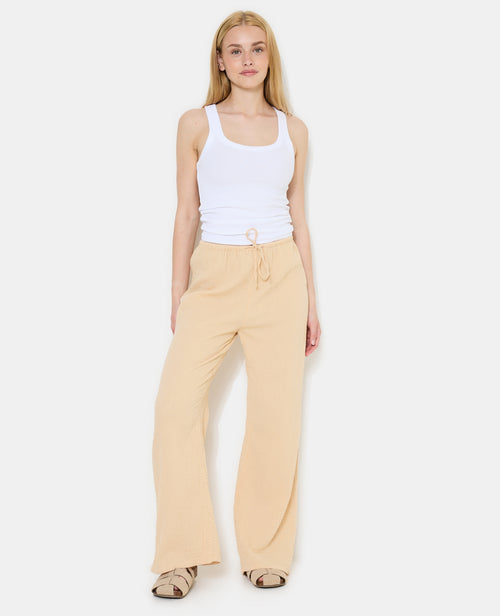Pantalon en gaze de coton taille élastiquée - PIMKIE - 3