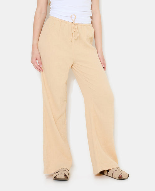 Pantalon en gaze de coton taille élastiquée - PIMKIE - 5