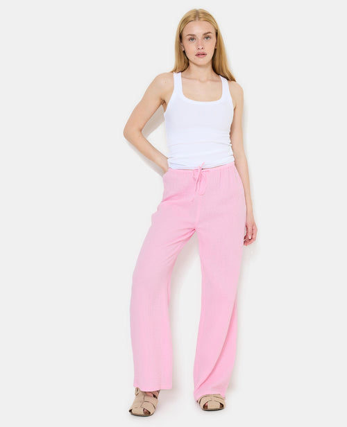 Pantalon en gaze de coton taille élastiquée - PIMKIE - 1