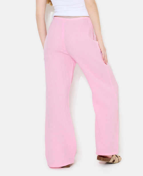 Pantalon en gaze de coton taille élastiquée - PIMKIE - 6
