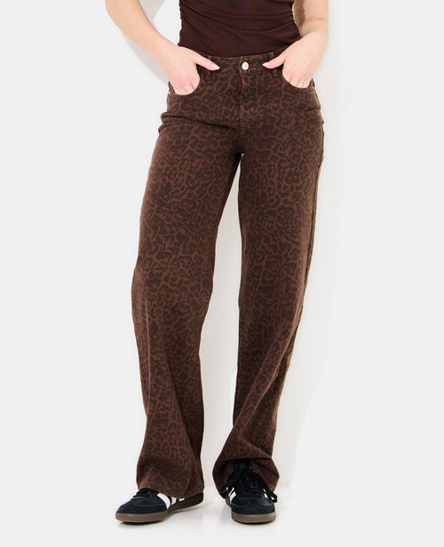 J71-2 / Jean wide taille medium motif léopard - PIMKIE - 5