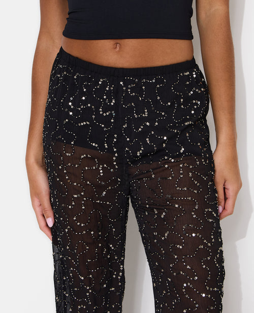 Pantalon flare en voile avec sequins et perles - PIMKIE - 3