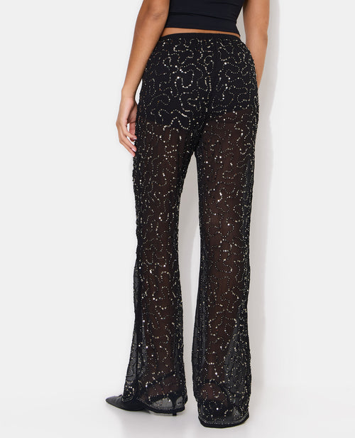 Pantalon flare en voile avec sequins et perles - PIMKIE - 6