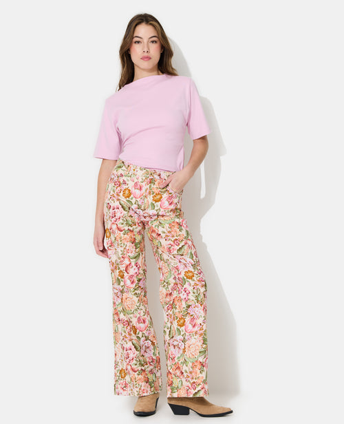 Pantalon droit motif fleurs façon tapisserie - PIMKIE - 1