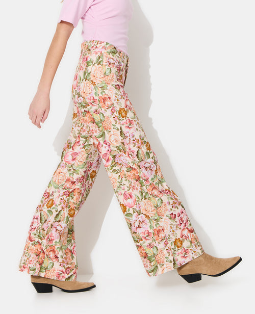 Pantalon droit motif fleurs façon tapisserie - PIMKIE - 2