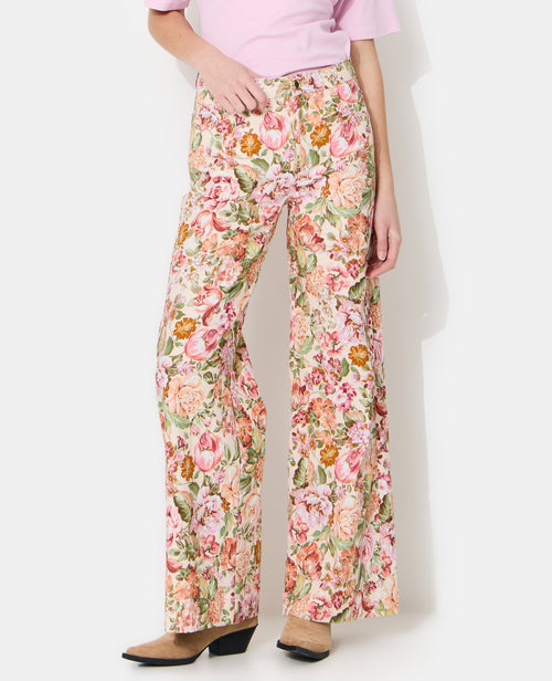 Pantalon droit motif fleurs façon tapisserie - PIMKIE - 5