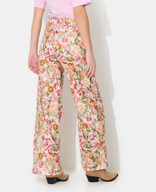 Pantalon droit motif fleurs façon tapisserie - PIMKIE - 6