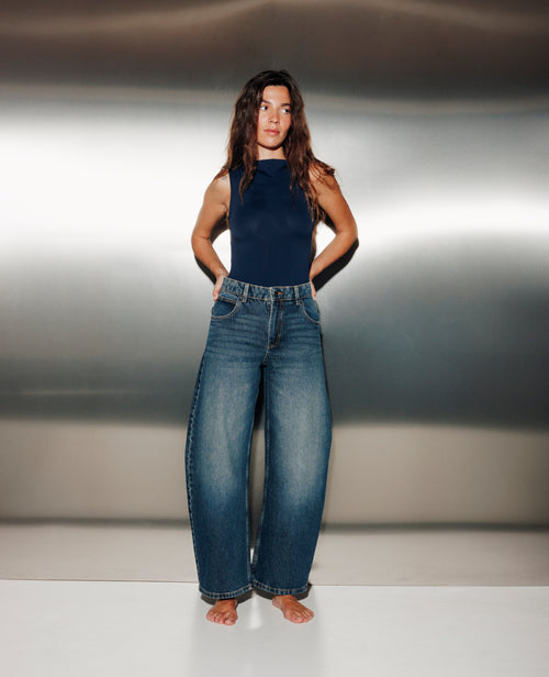Jean barrel taille haute - PIMKIE - 1