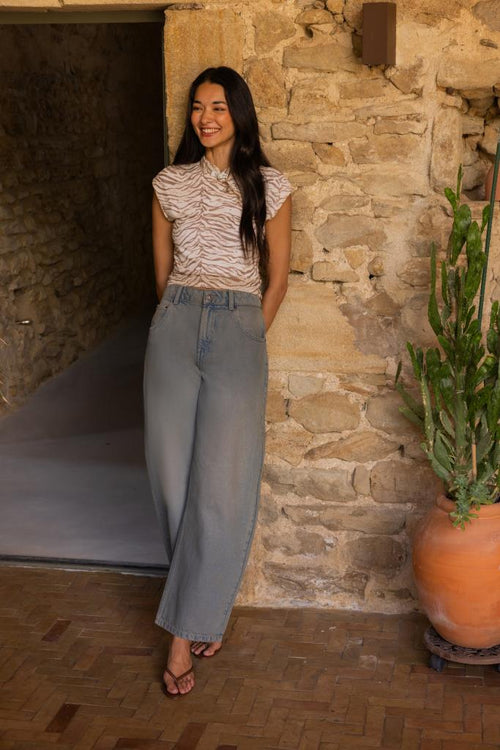 Jean barrel taille haute - PIMKIE - 1