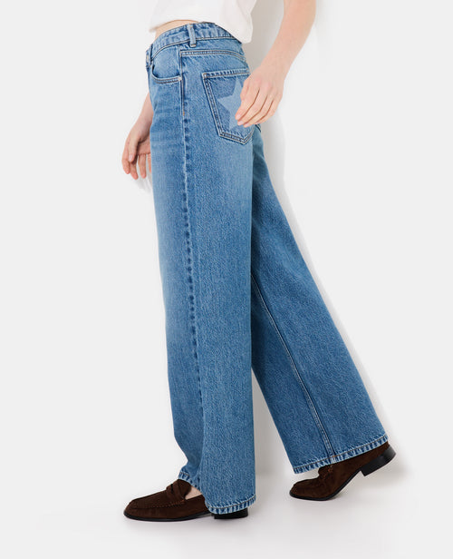 Jean wide taille basse avec étoiles - PIMKIE - 2