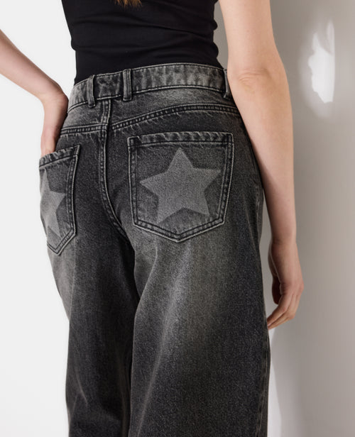Jean wide taille basse avec étoiles - PIMKIE - 3