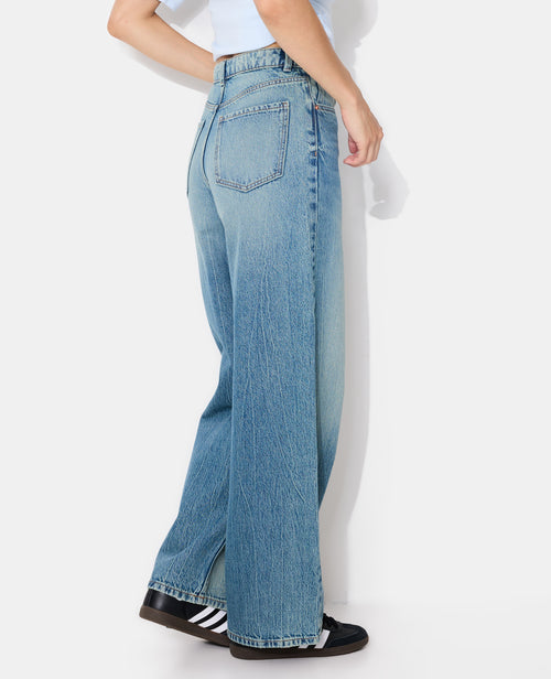 Jean wide taille haute avec ceinture décalée - PIMKIE - 2