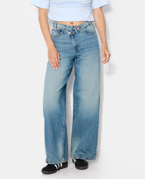 Jean wide taille haute avec ceinture décalée - PIMKIE - 5