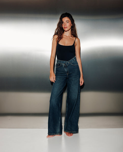 Jean wide taille haute avec ceinture décalée - PIMKIE - 1