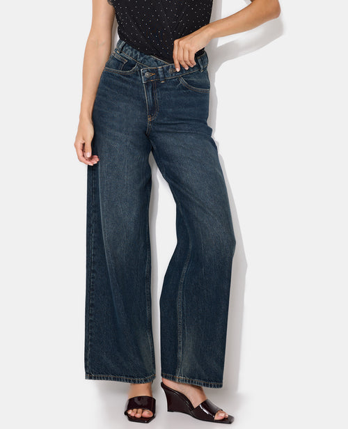 Jean wide taille haute avec ceinture décalée - PIMKIE - 5