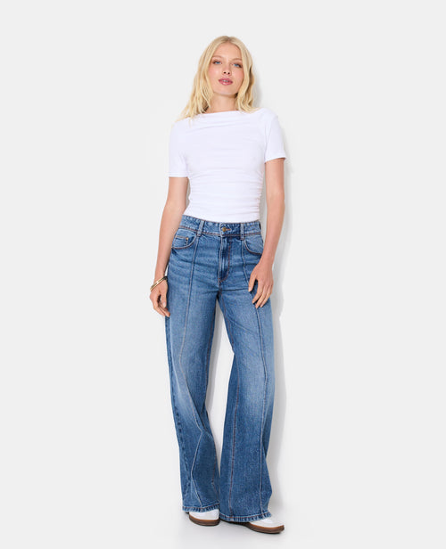 Jean wide taille haute avec coutures façon plis - PIMKIE - 1