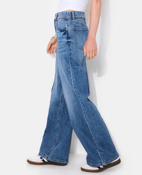 Jean wide taille haute avec coutures façon plis - PIMKIE - 2