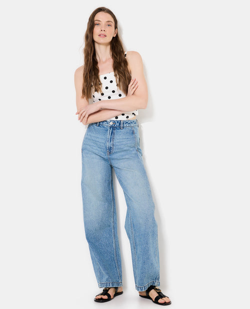 Jean barrel taille haute avec jeux de couture - PIMKIE - 1