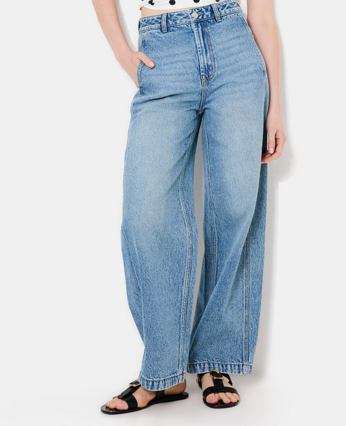 Jean barrel taille haute avec jeux de couture - PIMKIE - 5