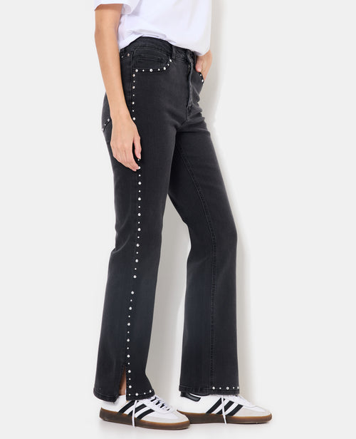 Jean droit taille haute avec clous - PIMKIE - 2