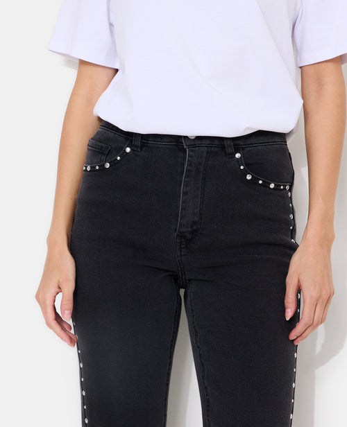 Jean droit taille haute avec clous - PIMKIE - 3